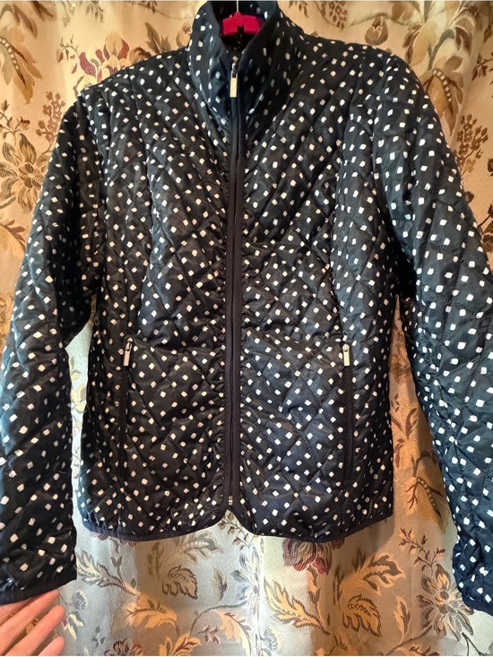 Lands' End Jackets & Blazers - Landsend Quilted Pimaloft Black With WhiteDot Print Packable EUC Women’s Medium